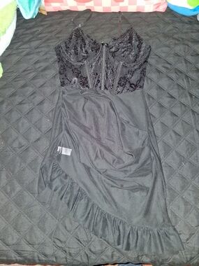 Black Lace Bodice Slip Dress - Unbranded